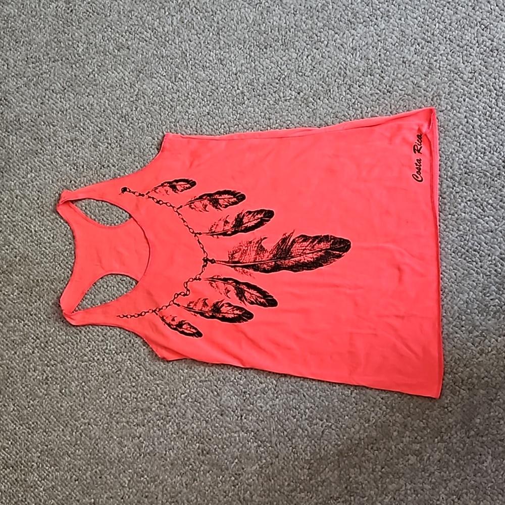 Hot pink feather tank top